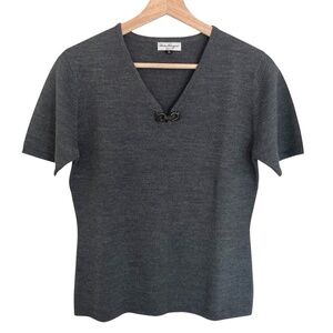 Vintage SALVATORE FERRAGAMO Wool Blend Sweater Gancini Logo Gray